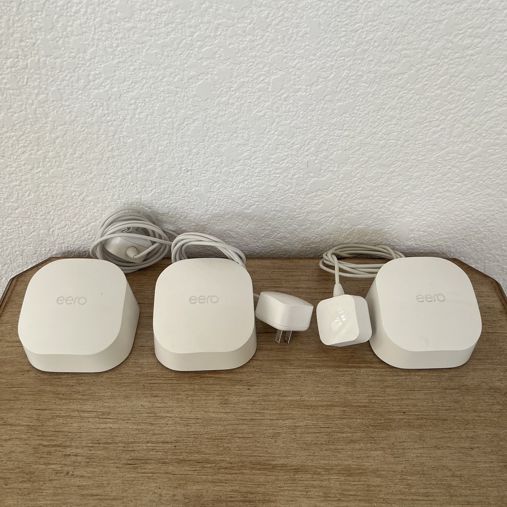 Eero 6 Mesh WiFi System 3 Nodes + 2 Power Adapters Cables Tested Working Bundle